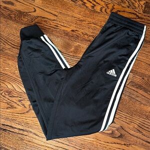 Adidas Kids Black Joggers with White Stripes